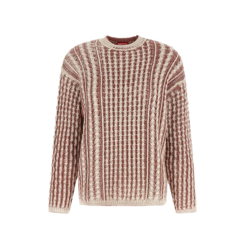 DIESEL Textured Knit Sweater With Vertical And Cable Stripes